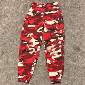 Rue21 Red and Black Camouflage Pants